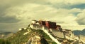 4k Potala in Lhasa,Tibet,time lapse of white puffy cloud mass in the blue sky.