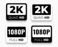 2k quad and 1080 full hd screen resolution pixel tag icon Royalty Free Stock Photo