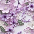 Intricately Sculpted Art Paper With Lilac Flowers And Leaves Royalty Free Stock Photo