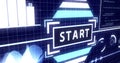 Futuristic Start Screen HUD on Grid background with Digital objects Ver.2