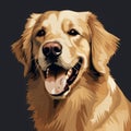 8k Resolution Golden Retriever Vector Painting With Strong Facial Expression