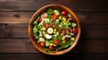 8k Resolution Precisionist Salad On Wood Table