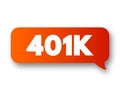 401K - retirement savings and investing plan that employers offer, text concept message bubble