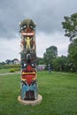 The K\'San totem in the park des trois berets Saint Jean Port Joli