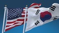 4k Seamless United States of America and South Korea Flags background,USA KOR.