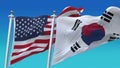 4k Seamless United States of America and South Korea Flags background,USA KOR.