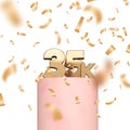 35k social media followers or subscribers celebration background. 3D Rendering Royalty Free Stock Photo