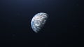 4K. space view of the Earth revolves around with zoom out motion. ultra realistic 3D animation.