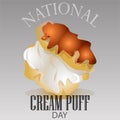 National Cream Puff Day Sign and Badge Vector