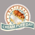 National Cream Puff Day Sign and Badge Vector