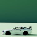 4K Square Side view agle a white metalic supercar with green pastel color background isolated, JDM japan car or Japanese D Royalty Free Stock Photo