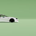 4K Square Side view agle a white metalic supercar with green pastel color background isolated, JDM japan car or Japanese D Royalty Free Stock Photo