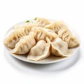 8k Style Dumplings On White Plate - Gutai Group Inspired