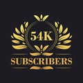 54K Subscribers celebration design. Luxurious 54K Subscribers logo for social media subscribers Royalty Free Stock Photo