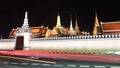 4K Time lapse view of Grand Palace or Wat Phra Keaw at night view in Bangkok