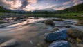 4K Timelapse Sunset over beautiful river at Kiriwong village, Nakhon Si Thammarat, Thailand