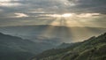 Sun rays Sunset Cloudy Sky nature landscape mountain view