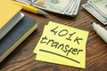 401k transfer to another retirement plan sign and money.