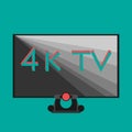 4k tv black on flat style color background Royalty Free Stock Photo