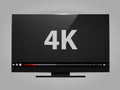 4k tv screen with video player. Digital wide television concept