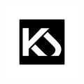 K and U letter monogram logo simple initial square frame Royalty Free Stock Photo