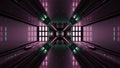 4K UHD 3d illustration of futuristic tunnel with pink lights