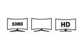 4k ultra hd curved screen tv icon set on isolated white background. EPS 10 vector Royalty Free Stock Photo