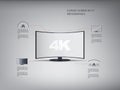 4k ultra hd curved screen tv infographics in Royalty Free Stock Photo