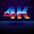 4k Ultra HD format logo with shiny chrome letters