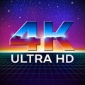 4k Ultra HD format logo with shiny chrome letters