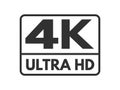 4K Ultra. HD label icon on white background. Black and white UHD symbol. High definition mark. 2160p resolution video