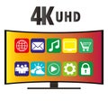 4K Ultra HD Modern Curved Screen Smart TV, vector Royalty Free Stock Photo