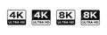 4K 8K Ultra HD video format vector icon set. High resolution web tv screen symbol Royalty Free Stock Photo