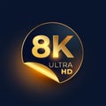 8k ultra hd video resolution sticker design Royalty Free Stock Photo
