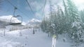 4K Ultra UHDTV 3840X2160: Ski lift in snowy Tatras Mountain resort