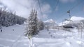 4K Ultra UHDTV 3840X2160: Ski lift in snowy Tatras Mountain resort