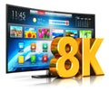 8K UltraHD curved smart TV Royalty Free Stock Photo