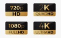 4k ultrahd , 2k quadhd , 1080 fullhd and 720 hd