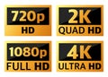 4k ultrahd , 2k quadhd , 1080 fullhd and 720 hd dimensions of video.