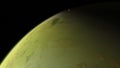 4K Venus Exoplanet 3D illustration, light green yellow cloudy planet from the orbit. Acid toxic desert Elements of this