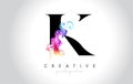 K Vibrant Creative Leter Logo Design with Colorful Smoke Ink Flo Royalty Free Stock Photo