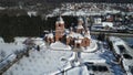 4K video. Aerial view footage of the Exaltation of the Holy cross Church in Darna village