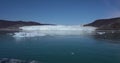 4k Video of Eqi Eqip Sermia Glacier in Greenland near Ilulissat. Melting Glacial Ice from Climate Change. Boat tour in