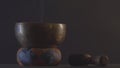 4k video of Tibetan Singing bowl in low light