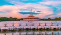 4k Video Time Lapse evening freshwater lake of Suan Luang Rama IX 9 Public Park at Bangkok, Thailand