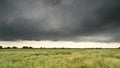 4K video timelpase in summer time , summer storm clouds and rain over crop fields