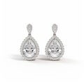 18k White Gold Halo Diamond Pear Earrings Royalty Free Stock Photo