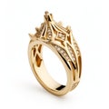 Exquisite Open Design Gold Ring With Diamonds - Inspired By Crown