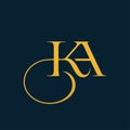 KA or AK initials monogram letter text alphabet logo design