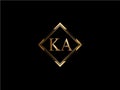 KA Initial diamond shape Gold color later Logo Design